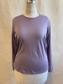 Womens, Top, LL BEAN, Lavender Purple, Cotton, Solid, XL, Crew Neck, Long Sleeves, Zip Back