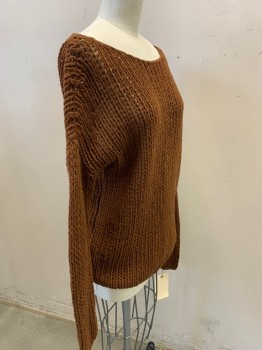 Womens, Pullover, VINCE, Brown, Wool, Polyamide, Solid, XS, Long Sleeves, Pullover, Wide Neck