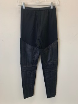 Womens, Sci-Fi/Fantasy Pants, NL, Black, Synthetic, Elastane, Solid, Textured Fabric, W24, Elastic Waistband, Large Patches On Legs