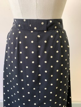 Womens, Skirt, Below Knee, N/L, Black, Cream, Polyester, Polka Dots, W:26, A-Line, Buttons Down CF, 2 Pockets, Thick Belt Loops at Waistband