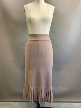 CLUB MONACO, Brown, Viscose, Polyester, Solid, Elastic Waist Band, Pleated Bottom,
