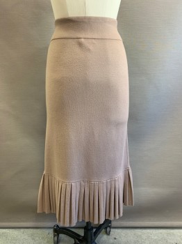 CLUB MONACO, Brown, Viscose, Polyester, Solid, Elastic Waist Band, Pleated Bottom,
