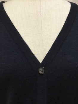AUTOGRAPH, Navy Blue, Silk, Solid, SWEATER:  Navy, Deep V-neck, Button Front, Long Sleeves, See Photo Attached,