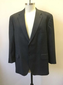 Mens, Suit, Jacket, CHAPS RALPH LAUREN, Gray, Wool, Cashmere, Solid, XL, 52, Single Breasted, Collar Attached, Notched Lapel, 3 Pockets, 2 Buttons
