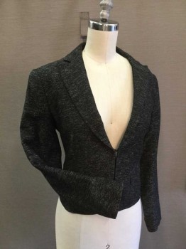 Womens, Suit, Jacket, THEORY, Black, White, Cotton, Wool, Heathered, 4, Peaked Lapel, 2 Hook Closure Center Front, 2 Pockets with Flaps