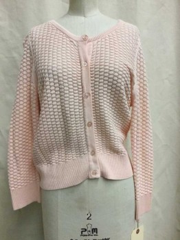 MAISON JULES, Blush Pink, Cotton, Solid, Blush, Textured Knit, Button Front,