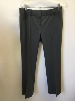 Womens, Suit, Pants, THEORY, Gray, Wool, Lycra, Heathered, W 30, 4, Pants - Flat Front, 4 Pockets,