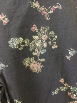 Womens, Pants, JUST IN TIME, Black, Teal Blue, Rose Pink, Gray, Beige, Cotton, Spandex, Floral, Asian Inspired Theme, W:24, Flat Front, Zip Fly