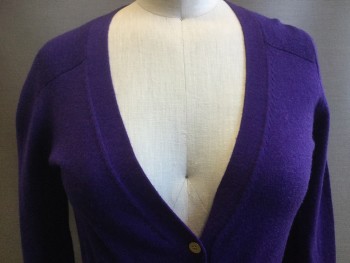 J CREW, Royal Purple, Wool, Solid, Button Front, Gold Buttons,