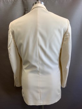 Mens, Sportcoat/Blazer, JACK VICTOR, Cream, Wool, Solid, 40R, Single Button, Shawl Collar, 3 Pockets
