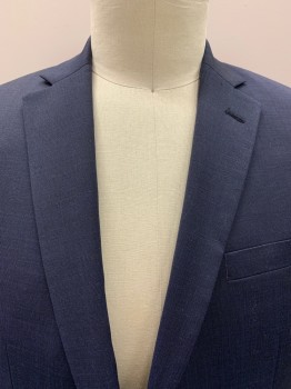 Mens, Sportcoat/Blazer, CLAIBORNE, Navy Blue, Blue, Wool, Polyester, 2 Color Weave, 42R, Notched Lapel, Single Breasted, B.F., 2 Bttns, 3 Pckts