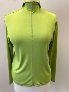 MTO, Lime Green, Spandex, Solid, Pull Over L/S, with Hood, Stitching Trim