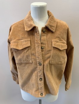 Childrens, Jacket, GAP TEEN, Camel Brown, Cotton, Spandex, Solid, M(8), LS, B.F., Corduroy, Patch Pockets With Flaps, Small Back Pleat, Tortoise Shell Buttons