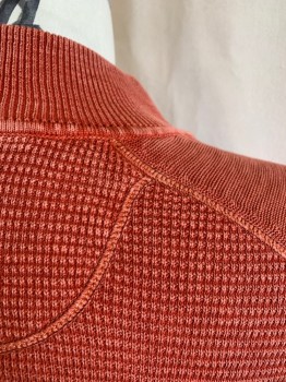 Mens, Pullover Sweater, TOMMY BAHAMA, Orange, Cotton, Textured Fabric, 3XL, 1/4 Zip, Raglan L/S