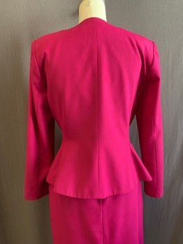 LE SUIT, Raspberry Pink, Polyester, Viscose, Single Breasted, Button Front, Black & Gold Buttons, 1 Breast Pocket