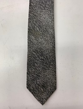 Mens, Tie, J. TODD, Gray, Silver, Silk, Abstract , Stripes - Static , O/S, Four in Hand *Yellow Stains Throughout*