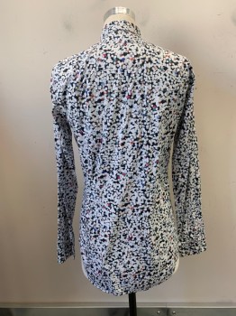 Mens, Casual Shirt, PAUL SMITH, White, Black, Multi-color, Cotton, Dots, M, C.A., Button Front, L/S, Red, Orange, Green, Yellow, Pink
