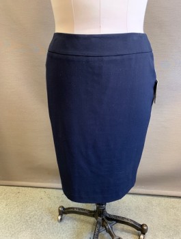 Womens, Skirt, Knee Length, NINE WEST, Navy Blue, Polyester, Viscose, Solid, Sz.6, Pencil Skirt, 2" Wide Waistband, Invisible Zipper in Back