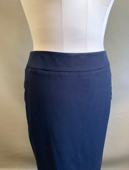 Womens, Skirt, Knee Length, NINE WEST, Navy Blue, Polyester, Viscose, Solid, Sz.6, Pencil Skirt, 2" Wide Waistband, Invisible Zipper in Back
