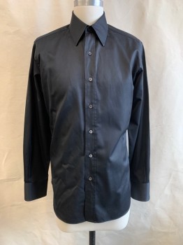 ANTO MTO, Black, Cotton, Textured Fabric, 1970s Repro, C.A., Button Front, L/S