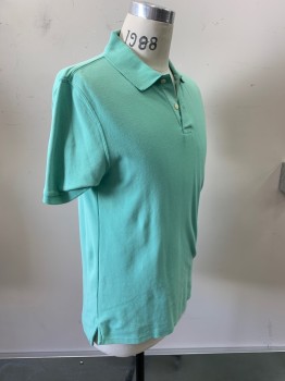 ST JOHNS BAY, Aqua Blue, Polyester, Cotton, Solid, S/S,