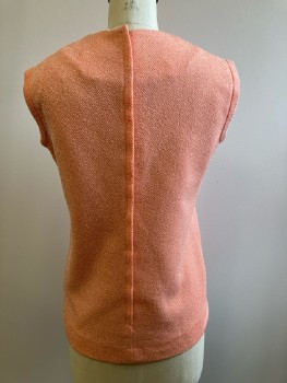 I. MOHLEF, Peach, 2 Color-weavee, Knit, V Neck, Sleeveless, Back Zip, Sweater Vest