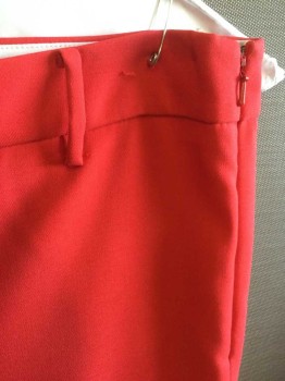 Womens, Slacks, DYLAN GRAY, Red, Polyester, Rayon, Solid, 4, Mid Rise, Cropped Slim Leg, Invisible Zipper at Side, 1.5" Self Waistband, Belt Loops