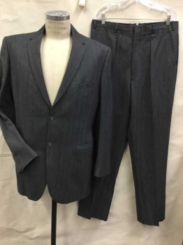 NINO CIOPPA, Gray, Wool, Herringbone, Single Breasted, Notched Lapel, 2 Buttons,  3 Pockets, Multiple, See FC021243 & FC02147