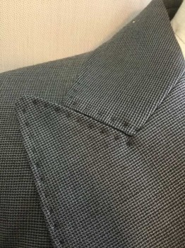 Womens, Suit, Jacket, MAX MARA, Dk Gray, Charcoal Gray, Wool, Silk, Birds Eye Weave, 6, Gray/Charcoal Dotted Weave, Single Breasted, Peaked Lapel, 2 Buttons,  2 Pockets, Lightly Padded Shoulders