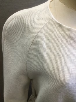 ZARA, White, Viscose, Linen, Solid, Self Lined Texture, Double Breasted, No Collar, Raglan Sleeve 2 Pockets, Self Belt