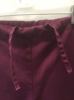 TOPLINE, Red Burgundy, Cotton, Polyester, Solid, Drawstring Waist, 1 Patch Pocket in Back