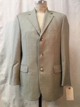 Mens, Sportcoat/Blazer, PRONTO UOMO, Khaki Brown, Wool, Heathered, 38 R, Heather Khaki, Notched Lapel, Collar Attached, 3 Buttons,   3 Pockets,