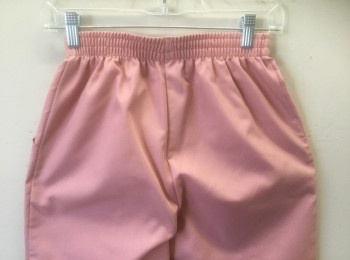 Womens, Scrub Pant Women, N/L, Pink, Poly/Cotton, Solid, XS, W23-28, Elastic Waist, 2 Side Pockets, Seam Down Center Front of Leg
