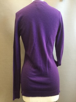 BANANA REPUBLIC, Royal Purple, Cashmere, Solid, Button Front, Grey Pearl Buttons, 2 Pockets,