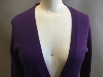 BANANA REPUBLIC, Royal Purple, Cashmere, Solid, Button Front, Grey Pearl Buttons, 2 Pockets,