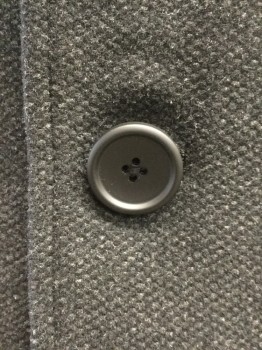 JOS A BANKS, Black, Gray, Wool, Polyester, Speckled, Notched Lapel, Single Breasted, 3 Button Closure, 2 Flap Besom Pockets, Center Back Vent, Above the Knee Length