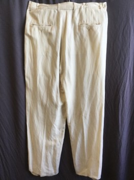 Mens, Pants, MOJITO, Beige, Linen, Rayon, Solid, 34/30, 1.5" Waistband with Belt Hoops, 2 Pleat Front, Zip Front, 4 Pockets, Stain at Hem on Left Leg See Detail Photo,