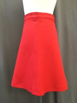 MTO, Red, Polyester, Wool, Solid, Above Knee, Heavy , A-line, Back Zipper,