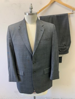 RALPH LAUREN, Gray, Charcoal Gray, Wool, Glen Plaid, Single Breasted, Notched Lapel, 2 Buttons, 3 Pockets, Dark Gray Lining,