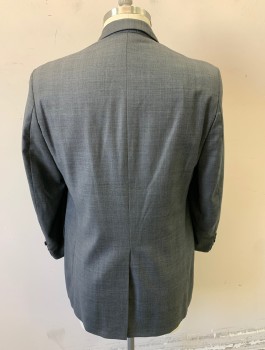 RALPH LAUREN, Gray, Charcoal Gray, Wool, Glen Plaid, Single Breasted, Notched Lapel, 2 Buttons, 3 Pockets, Dark Gray Lining,