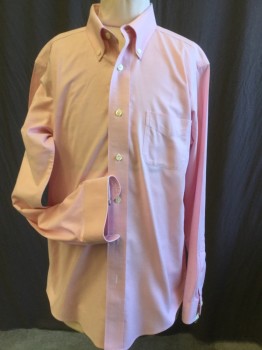 BROOKS BROS, Lt Pink, Solid, Boys,  Long Sleeves, Button Front, Button Down Collar Attached, 1 Pocket, ,