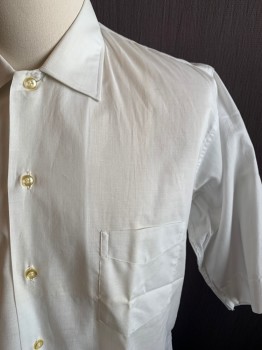 Mens, Shirt, SQUIRE CASUALS, White, Cotton, Solid, Tall, 15.5, Button Front, Collar Attached, 2 Pockets, Short Sleeves, Long