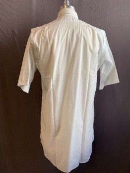 SQUIRE CASUALS, White, Cotton, Solid, Button Front, Collar Attached, 2 Pockets, Short Sleeves, Long