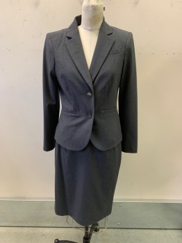 CALVIN KLEIN, Dk Gray, Polyester, Rayon, Notched Lapel, Single Breasted, Button Front, 2 Buttons, 3 Pockets