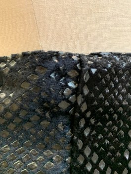 N/L, Black, Synthetic, Reptile/Snakeskin, Pencil Skirt, Velvet with Synthetic Snake Scales Pattern, Knee Length, Diagonal Gathers at Hips