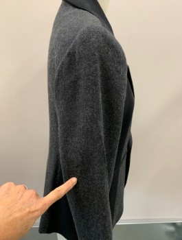 Womens, Blazer, JORDAN & COLE, Black, Charcoal Gray, Wool, Color Blocking, W:32, B:36, Petites, Double Breasted, Notched Lapel, 3 Zip Pckt,