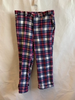 MTO, Red, Blue, White, Yellow, Cotton, Plaid, GOLF PANTS, F.F, 4 Pockets, Zip Fly, Belt Loops, Cuffed, Corduroy