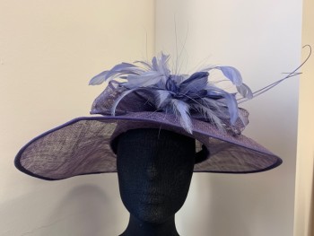 Womens, Straw Hat, NORDSTROM, Navy Blue, Straw, Solid, OS, Wide Brim, Bow and Flowers Made From Straw