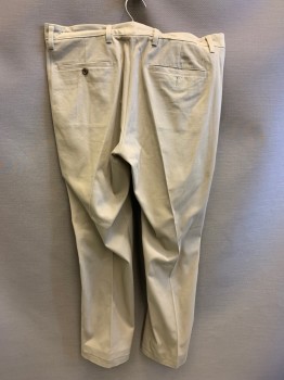 DOCKERS, Khaki Brown, Cotton, Polyester, Solid, F.F, Side Pockets, Zip Front, Belt Loops