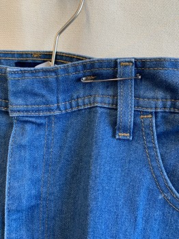 Mens, Jeans, BASIC EDITIONS, Lt Blue, Cotton, Polyester, Solid, Ins:32, W:38, Denim, Boot Cut, Zip Fly, 4 Pockets, Belt Loops,